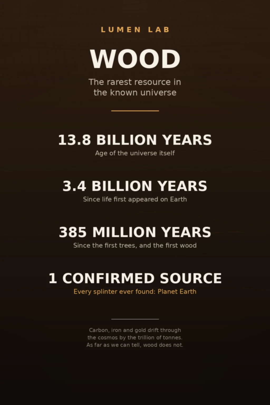 Wood: the rarest resource in the known universe, an infographic