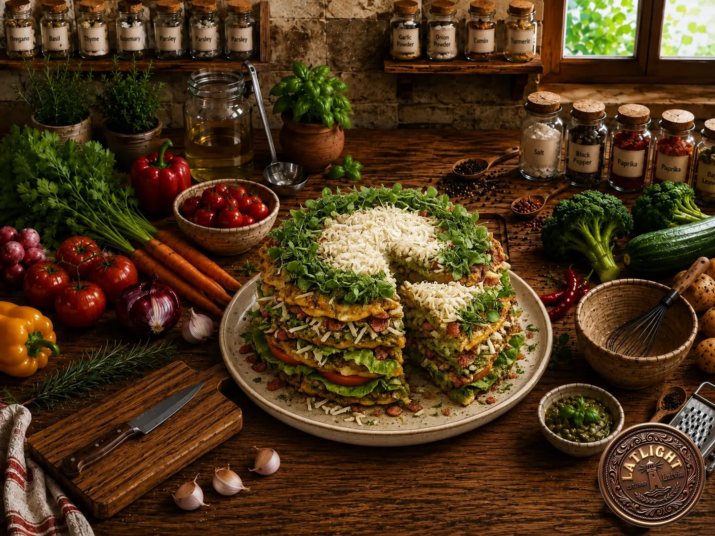 Savory Layered Pancake Cake