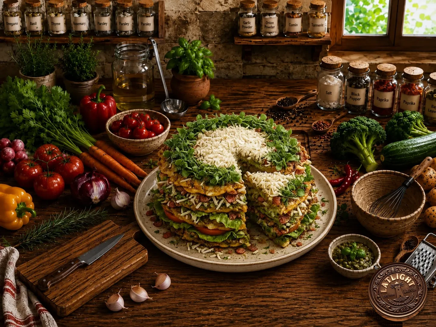 Savory Layered Pancake Cake