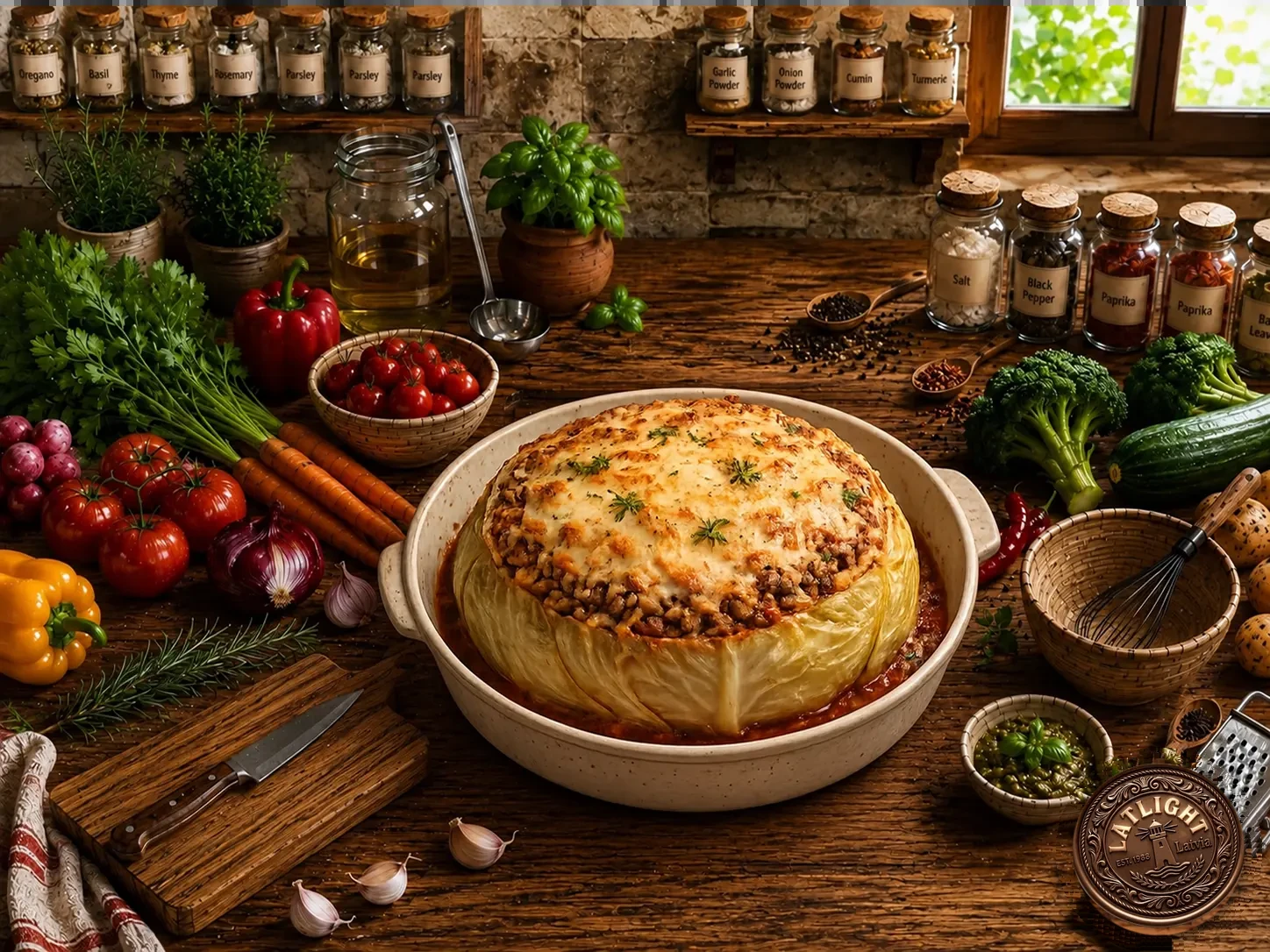 Baked Stuffed Whole Cabbage