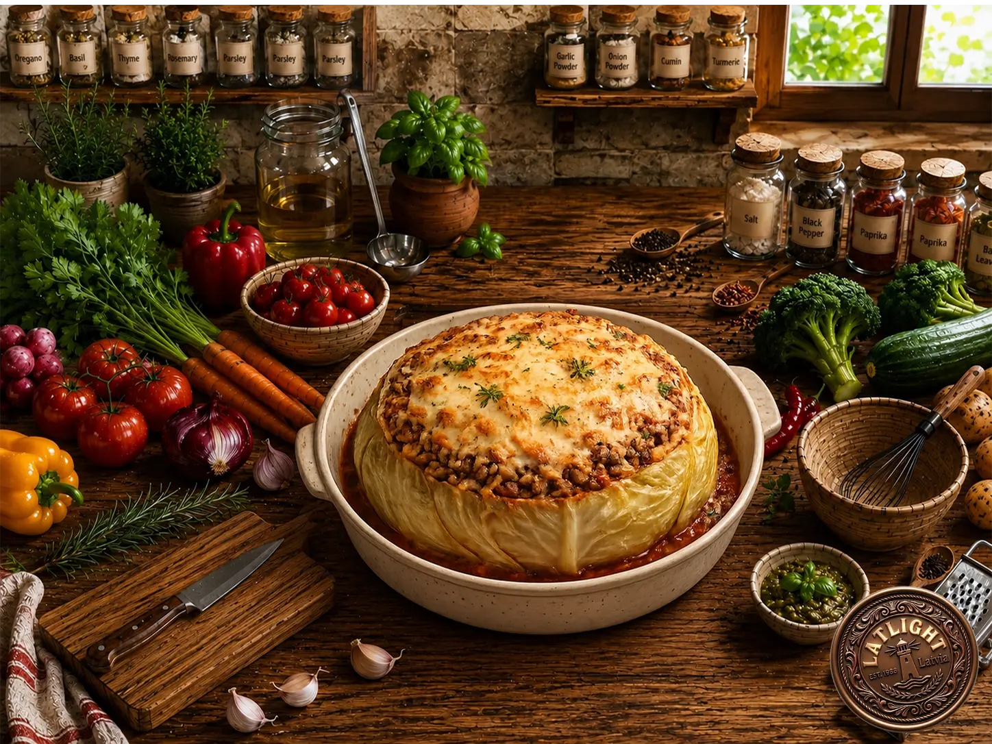 Baked Stuffed Whole Cabbage